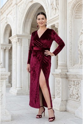 Amara DM-1232 Long Velvet Evening Dress with Slit