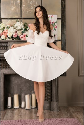 Short Wedding Dress with Removable Sleeves Maya MS-995
