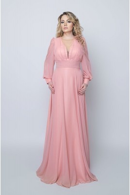 Evening long dress with sleeves Laima DM-1107