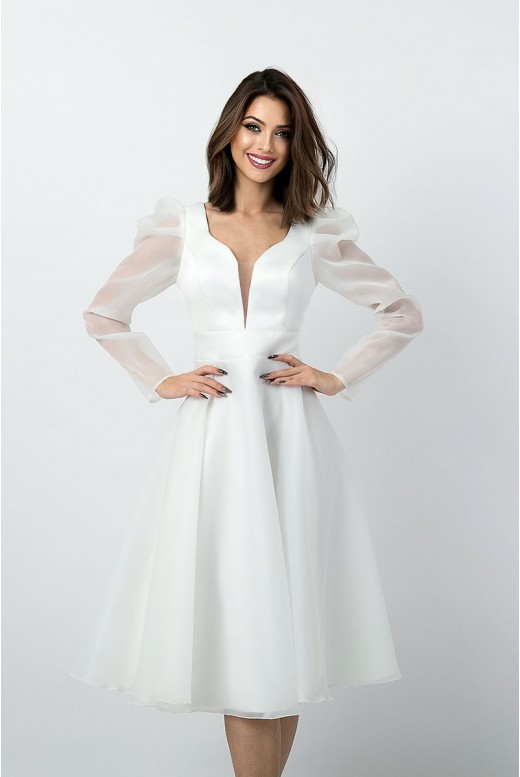 Wedding Dress with transparent sleeves Juno MS-1122
