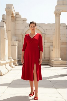 Evangelina DM-1223 Midi Cocktail Dress with Slit