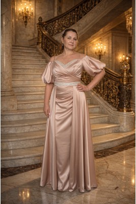 Вечернее длинное атласное платье Camellia DM-1241