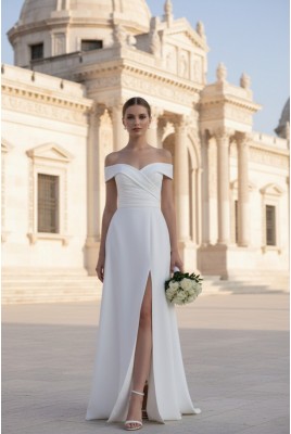 Genevieve MS-1195 Long Wedding Dress with Slit