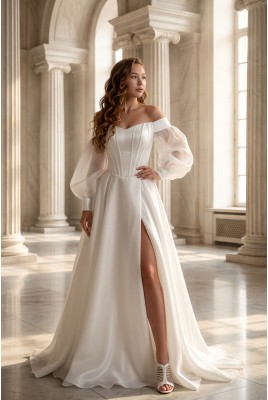 Свадебное длинное платье с рукавами Annora MS-1224